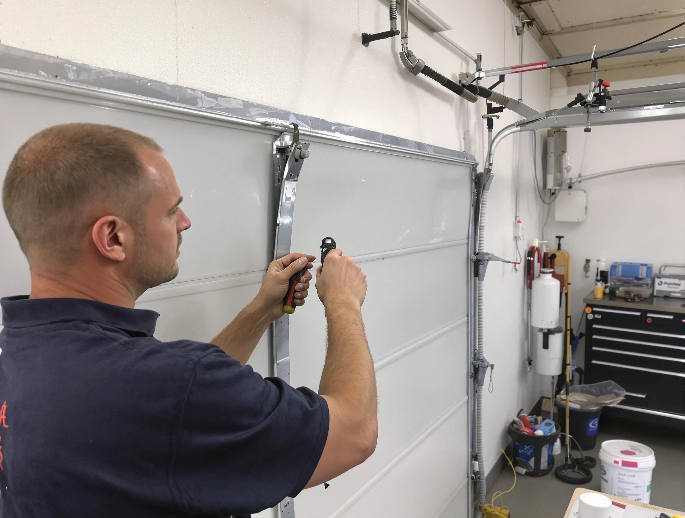 Before and after garage door dent repair by Punta Gorda Garage Door Repair in Punta Gorda