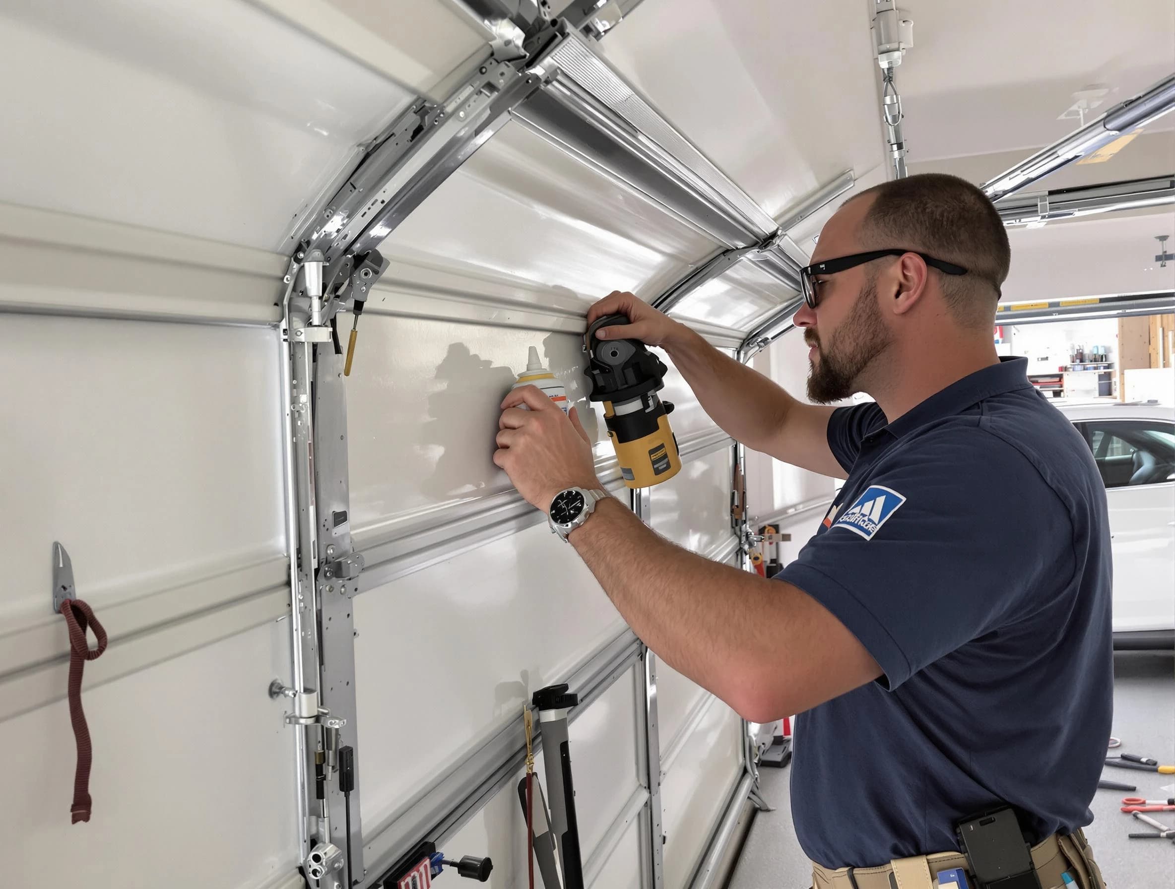 Punta Gorda Garage Door Repair technician performing comprehensive noise reduction service in Punta Gorda