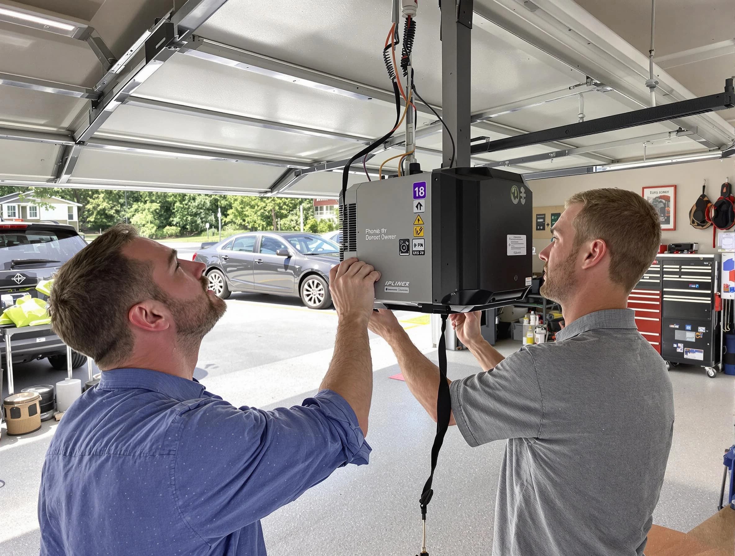 Punta Gorda Garage Door Repair technician installing garage door opener in Punta Gorda