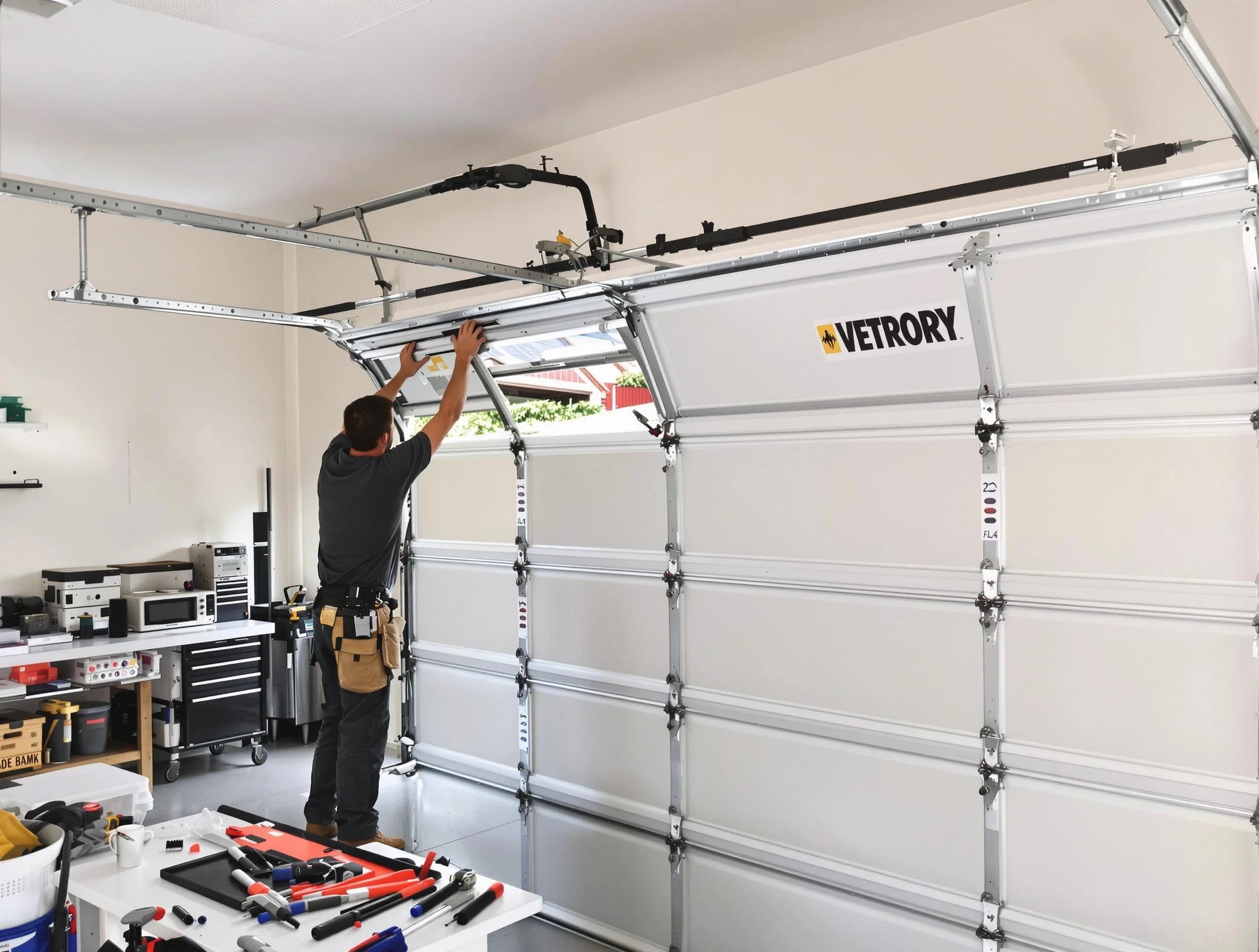 Punta Gorda Garage Door Repair technician performing section replacement in Punta Gorda