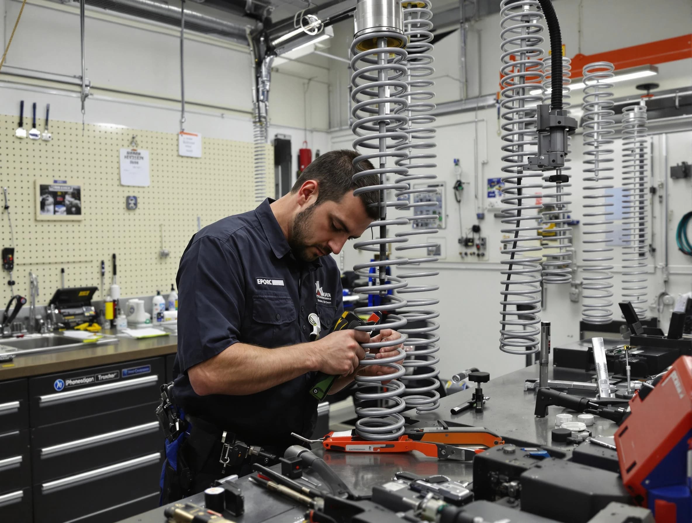 Punta Gorda Garage Door Repair technician performing spring repair in Punta Gorda