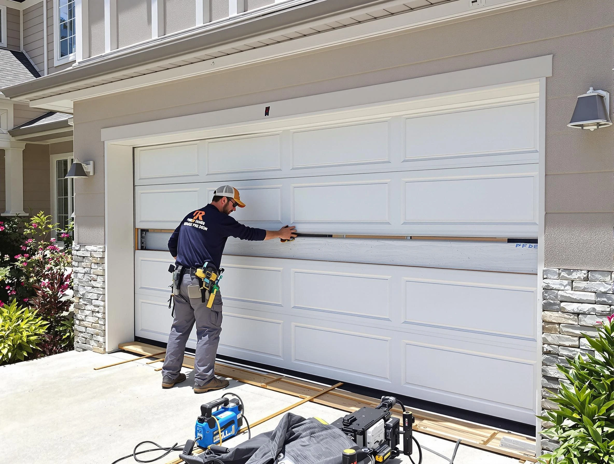 Punta Gorda Garage Door Repair team performing complete garage door replacement at Punta Gorda residence
