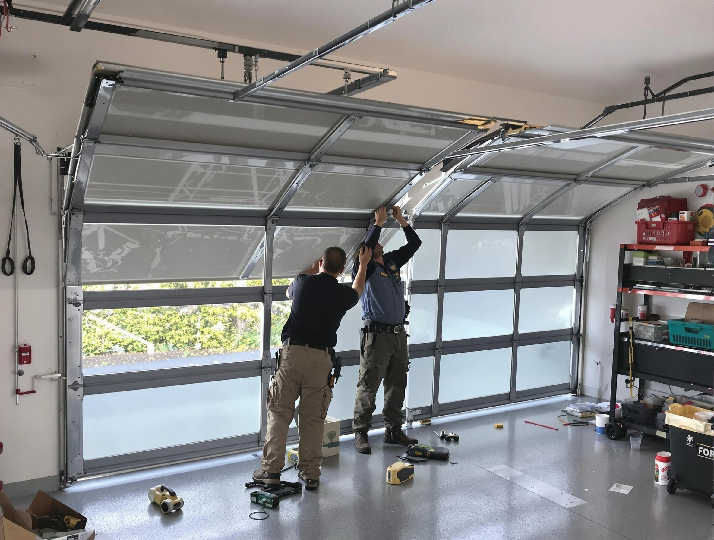 Punta Gorda Garage Door Repair expert performing precise panel replacement on Punta Gorda garage door