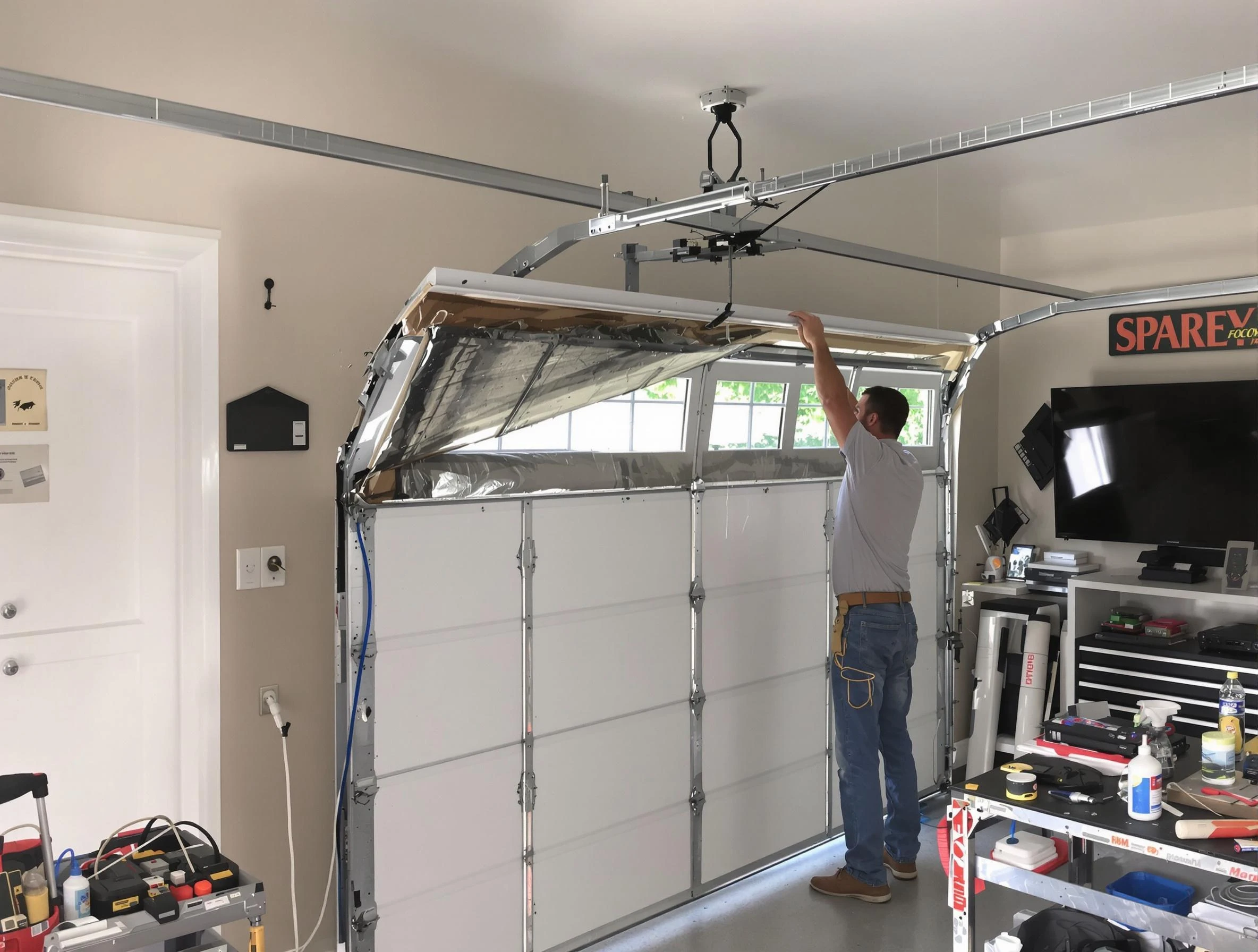 Garage door section replacement by Punta Gorda Garage Door Repair in Punta Gorda